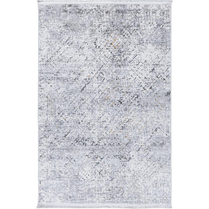 שטיח מילאנו 46 לבן/אפור עם פרנזים | השטיח האדום