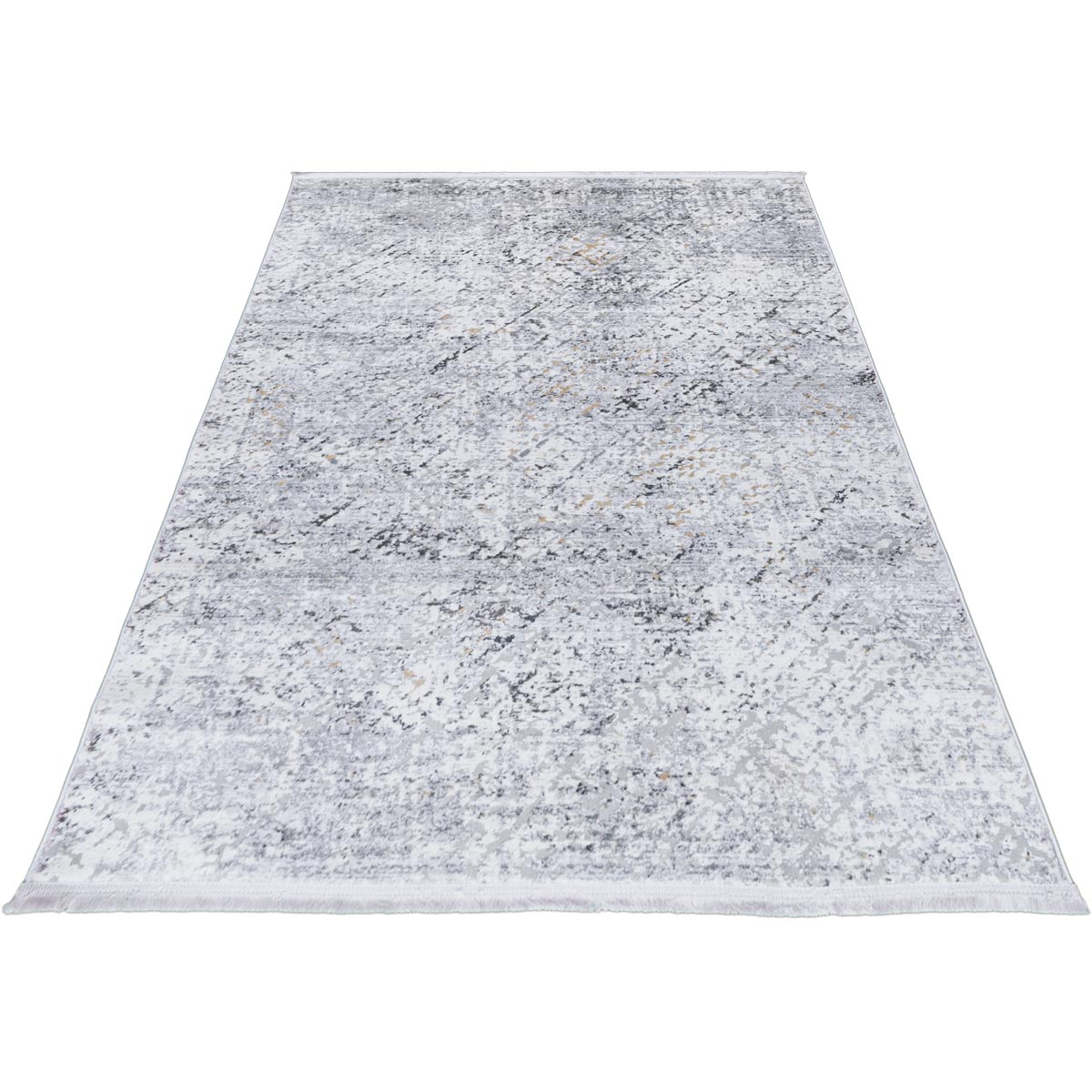 שטיח מילאנו 46 לבן/אפור עם פרנזים | השטיח האדום