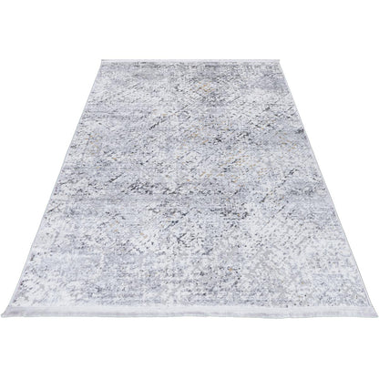 שטיח מילאנו 46 לבן/אפור עם פרנזים | השטיח האדום