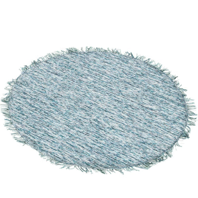 שטיח יעל 03 כחול עגול עם פרנזים | השטיח האדום