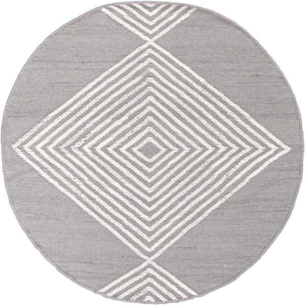 שטיח קילים סקנדינבי 16 אפור/לבן עגול KILIM