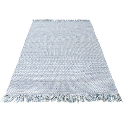 שטיח גפן חלות עבות 04 לבן/כחול עם פרנזים | השטיח האדום