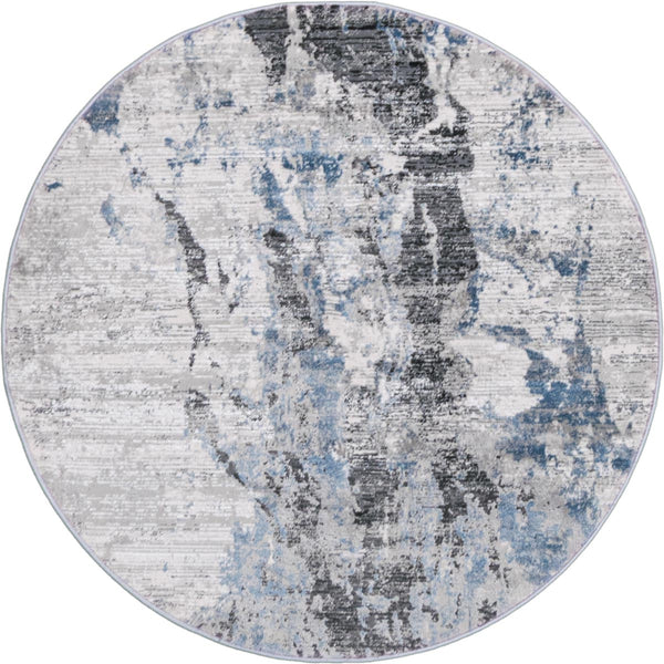 שטיח טורונטו 21 אפור כהה/אפור/כחול עגול TORONTO