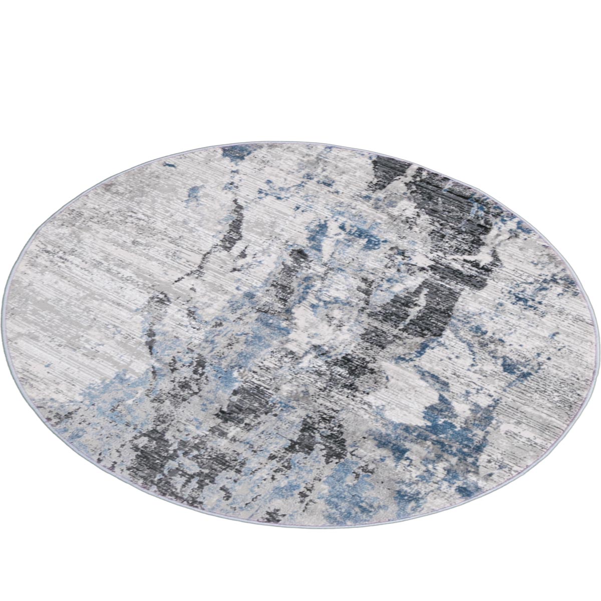 שטיח טורונטו 21 אפור כהה/אפור/כחול עגול | השטיח האדום