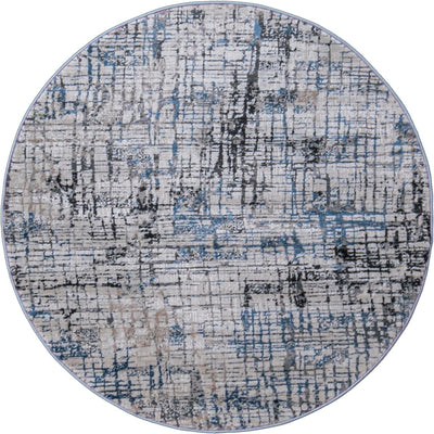 שטיח טורונטו 20 אפור/אפור כהה/כחול עגול | השטיח האדום
