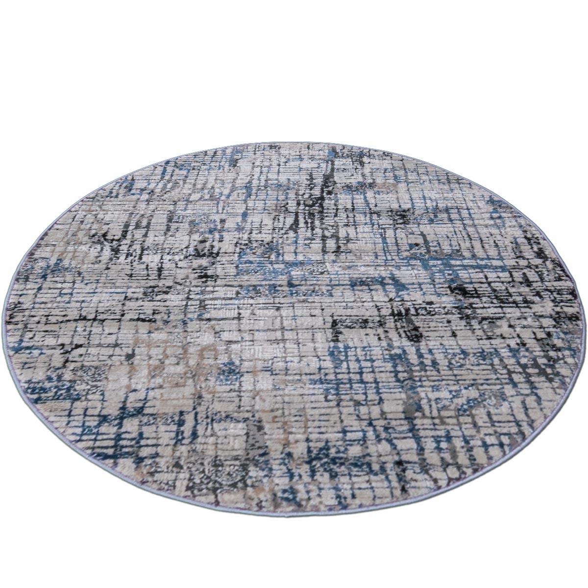 שטיח טורונטו 20 אפור/אפור כהה/כחול עגול | השטיח האדום