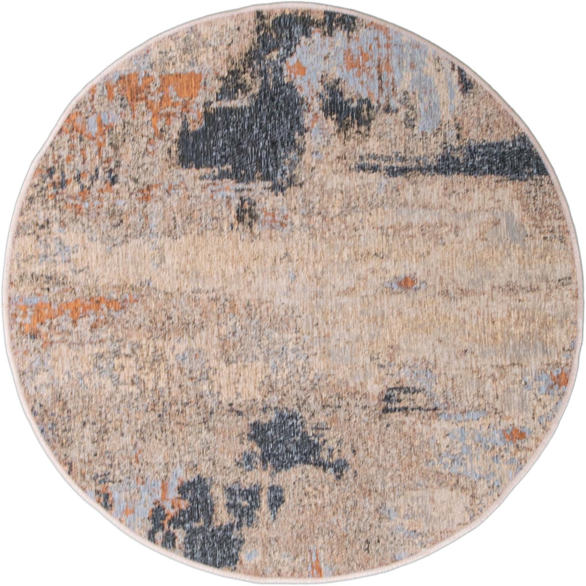 שטיח מרסיי 39 אפור/כתום/כחול עגול | השטיח האדום
