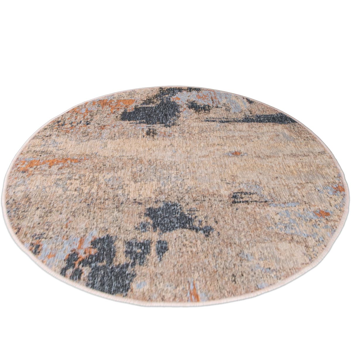 שטיח מרסיי 39 אפור/כתום/כחול עגול | השטיח האדום