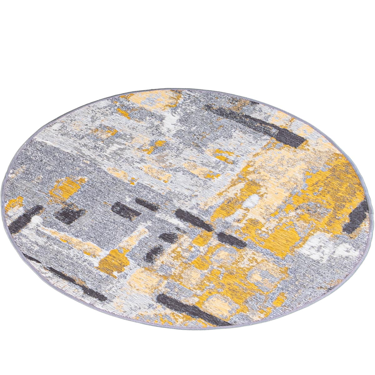 שטיח מרסיי 38 צהוב/אפור עגול | השטיח האדום