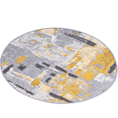 שטיח מרסיי 38 צהוב/אפור עגול | השטיח האדום