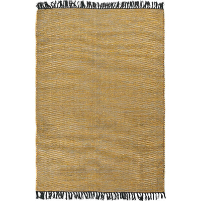 שטיח גפן כותנה 01 צהוב/שחור עם פרנזים | השטיח האדום