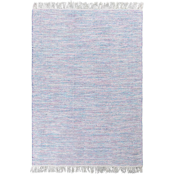 שטיח גפן כותנה 01 לבן/סגול/כחול עם פרנזים GEFEN