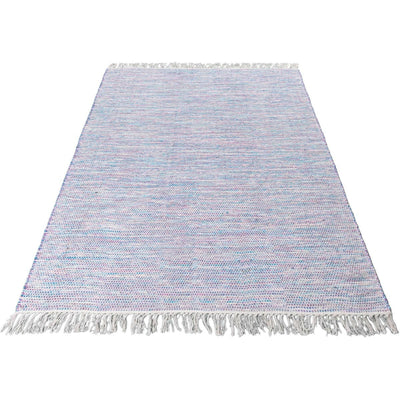 שטיח גפן כותנה 01 לבן/סגול/כחול עם פרנזים | השטיח האדום