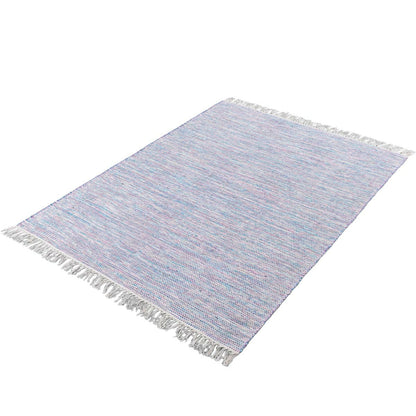 שטיח גפן כותנה 01 לבן/סגול/כחול עם פרנזים | השטיח האדום