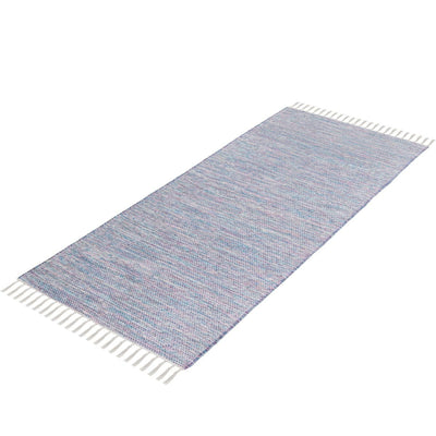 שטיח גפן כותנה 01 לבן/סגול/כחול ראנר עם פרנזים | השטיח האדום
