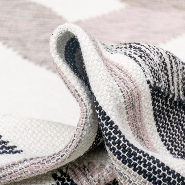 שטיח קילים סקנדינבי 02 ורוד עם פרנזים KILIM - hover