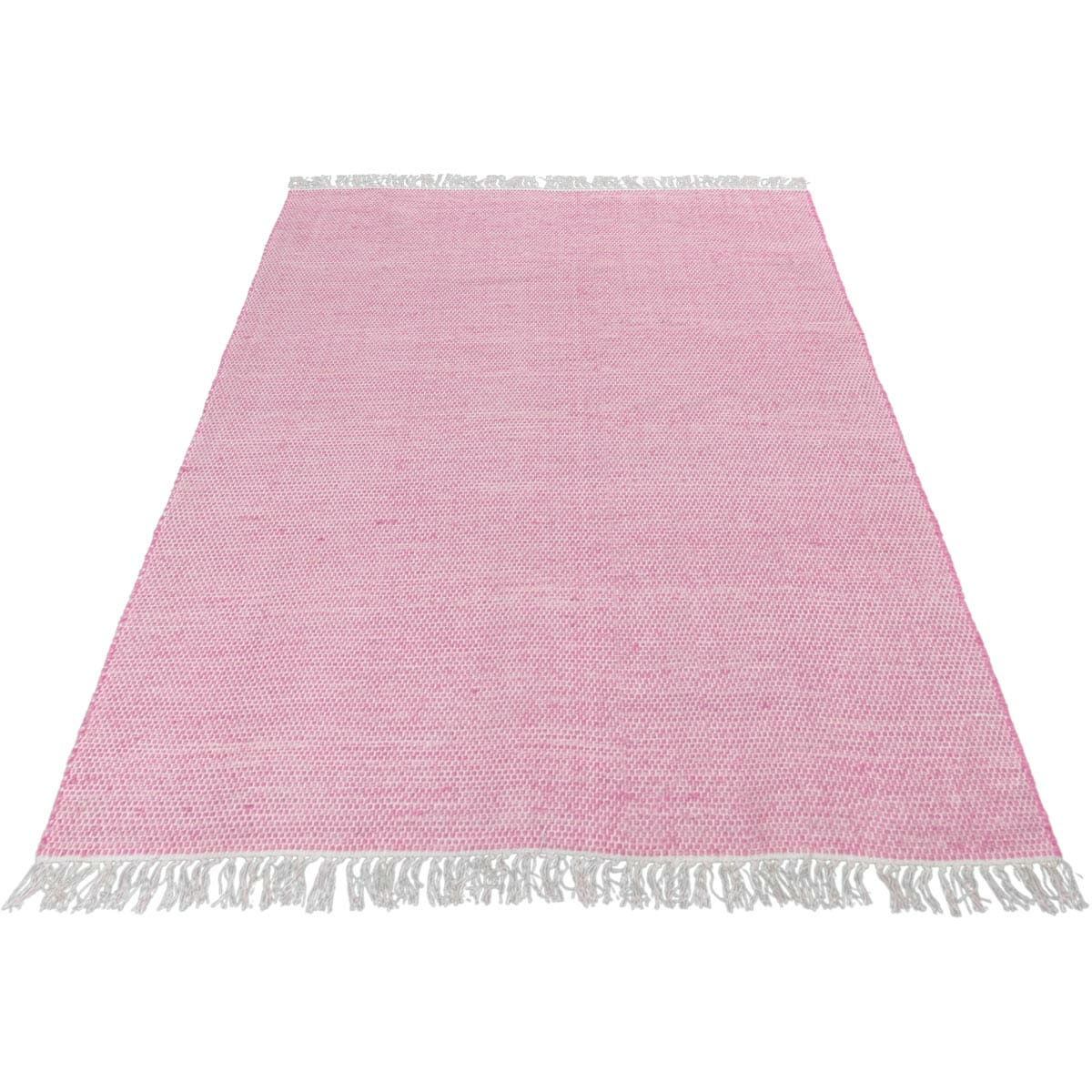 שטיח גפן כותנה 01 ורוד כהה עם פרנזים | השטיח האדום