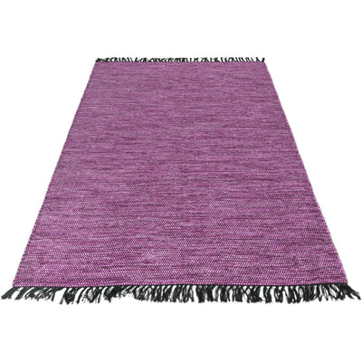 שטיח גפן כותנה 01 סגול/שחור עם פרנזים | השטיח האדום