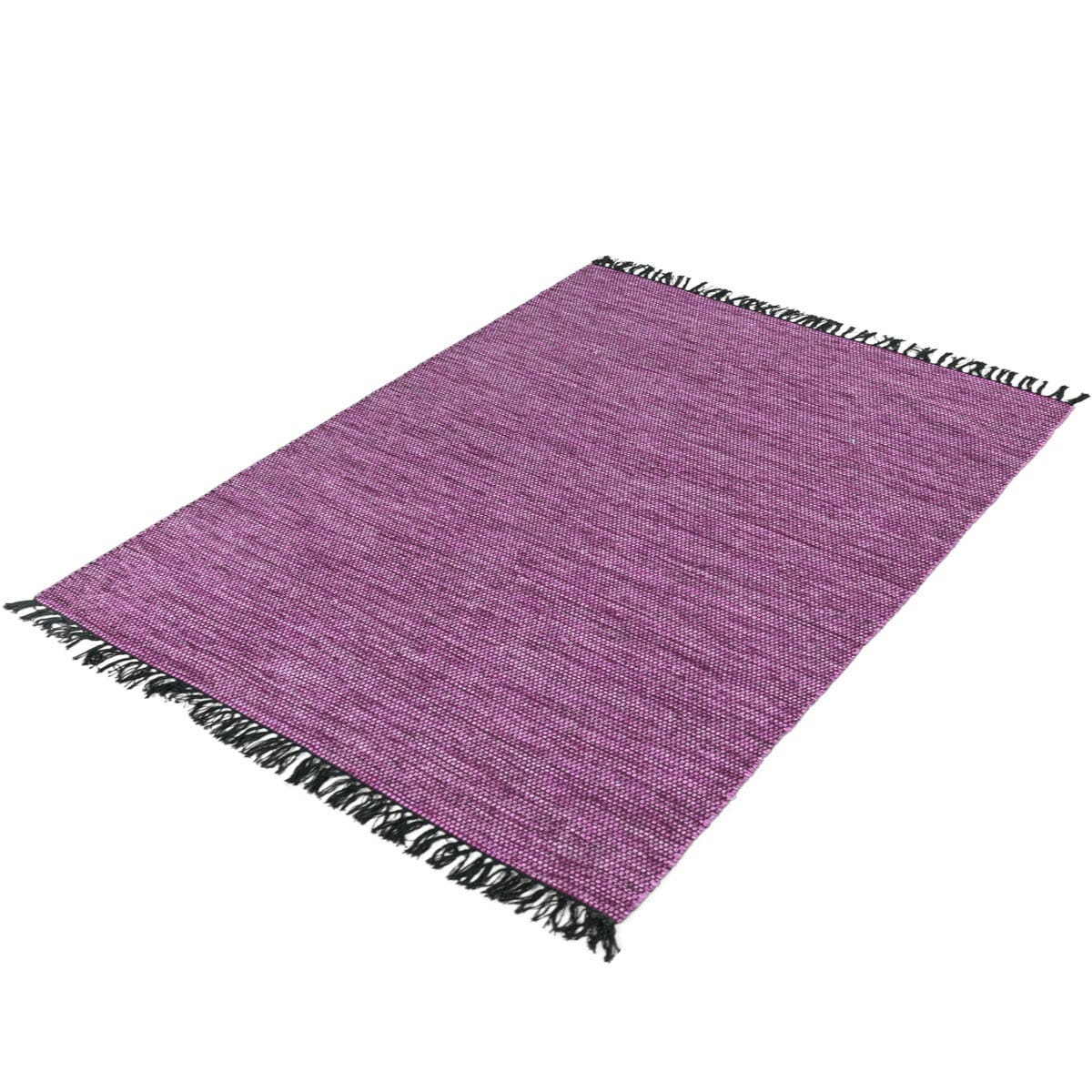 שטיח גפן כותנה 01 סגול/שחור עם פרנזים | השטיח האדום
