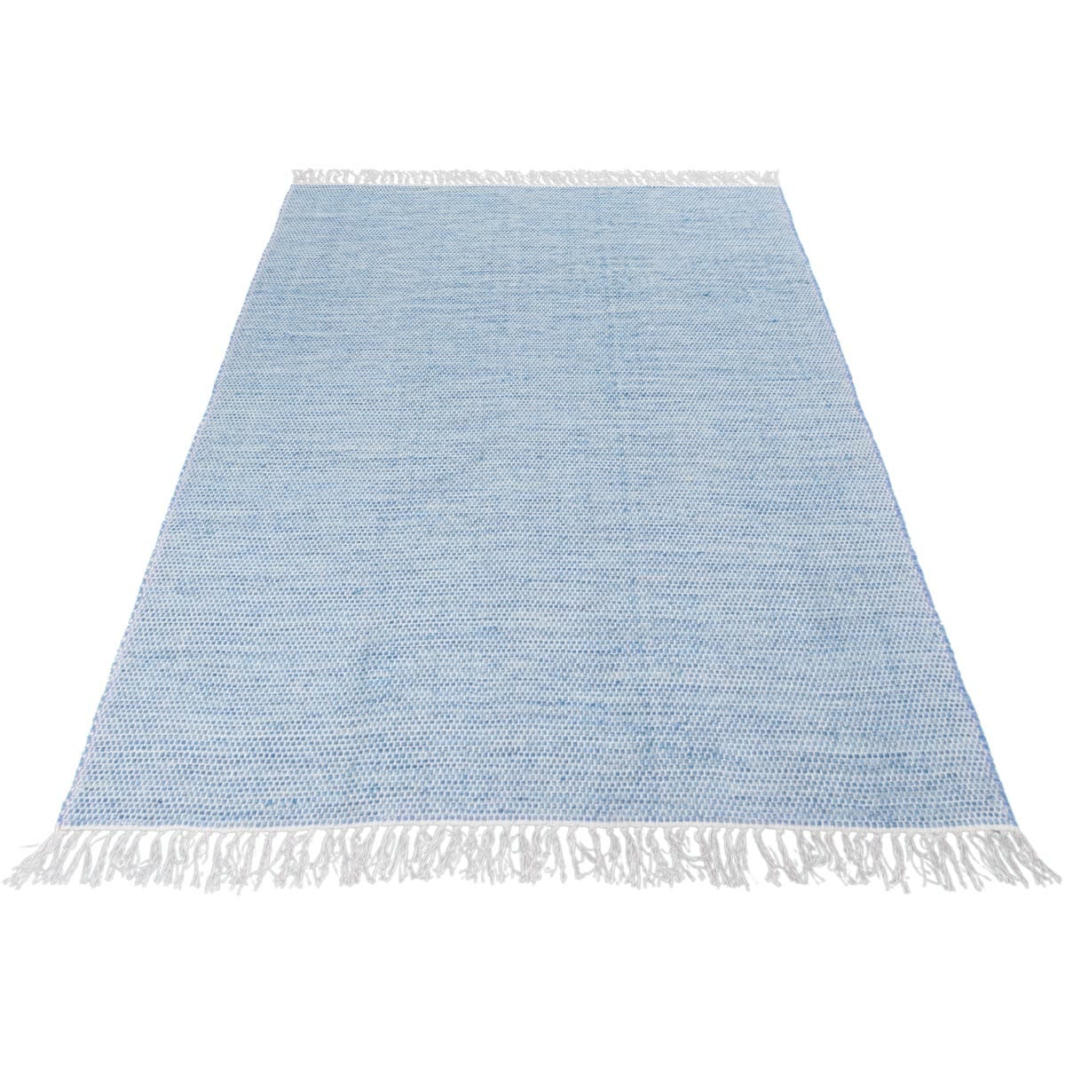 שטיח גפן כותנה 01 כחול עם פרנזים | השטיח האדום