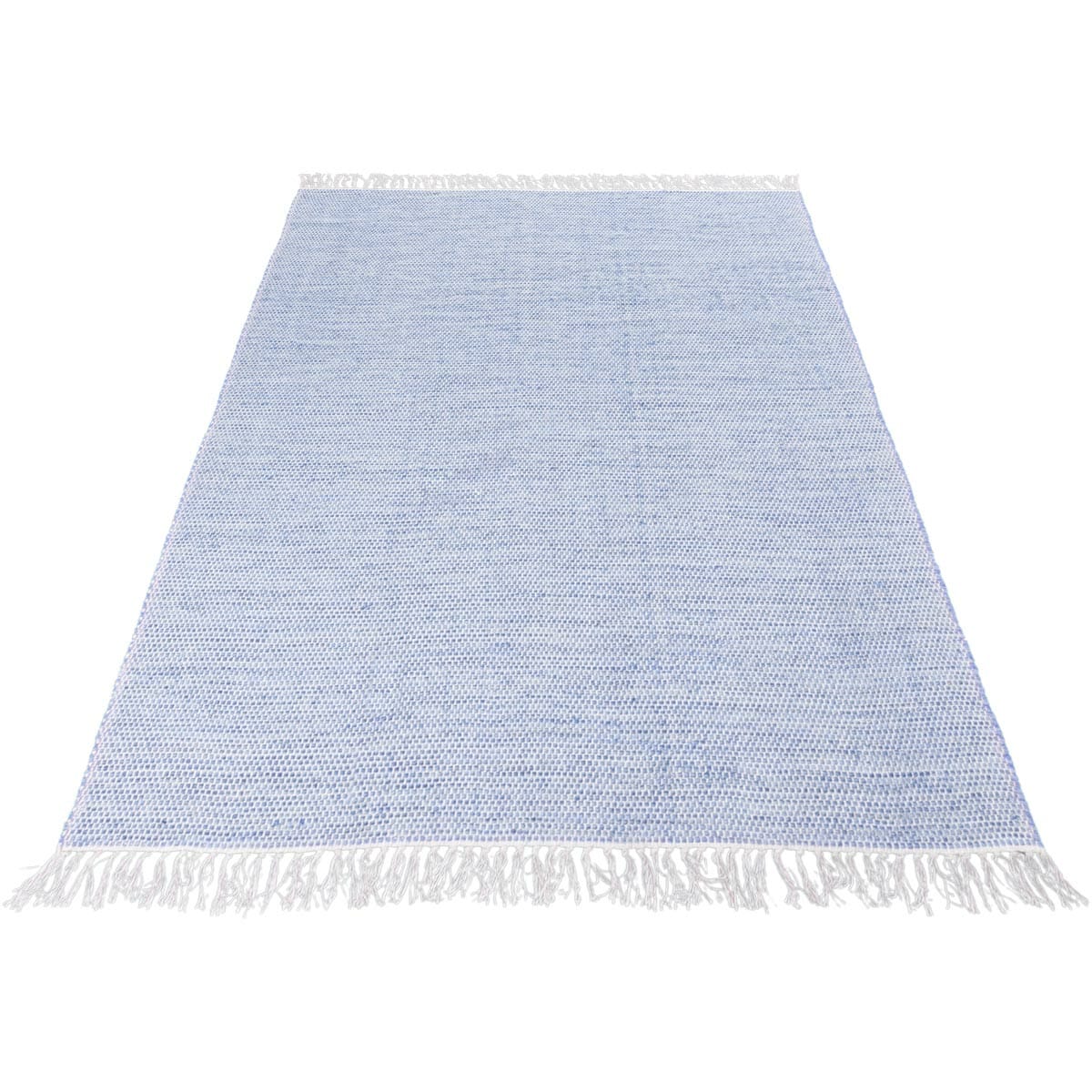 שטיח גפן כותנה 01 תכלת עם פרנזים | השטיח האדום