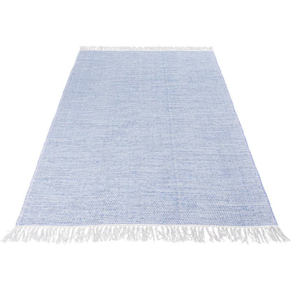 שטיח גפן כותנה 01 תכלת עם פרנזים | השטיח האדום