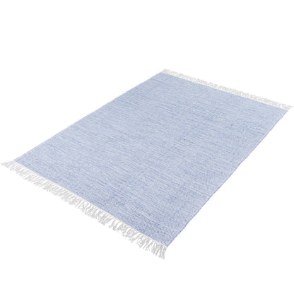 שטיח גפן כותנה 01 תכלת עם פרנזים | השטיח האדום