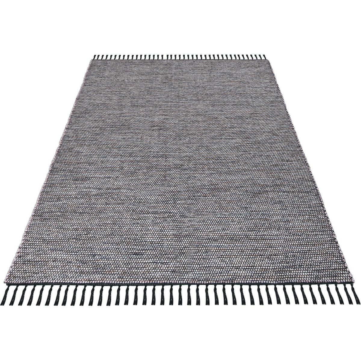 שטיח גפן כותנה 01 אפור כהה עם פרנזים | השטיח האדום
