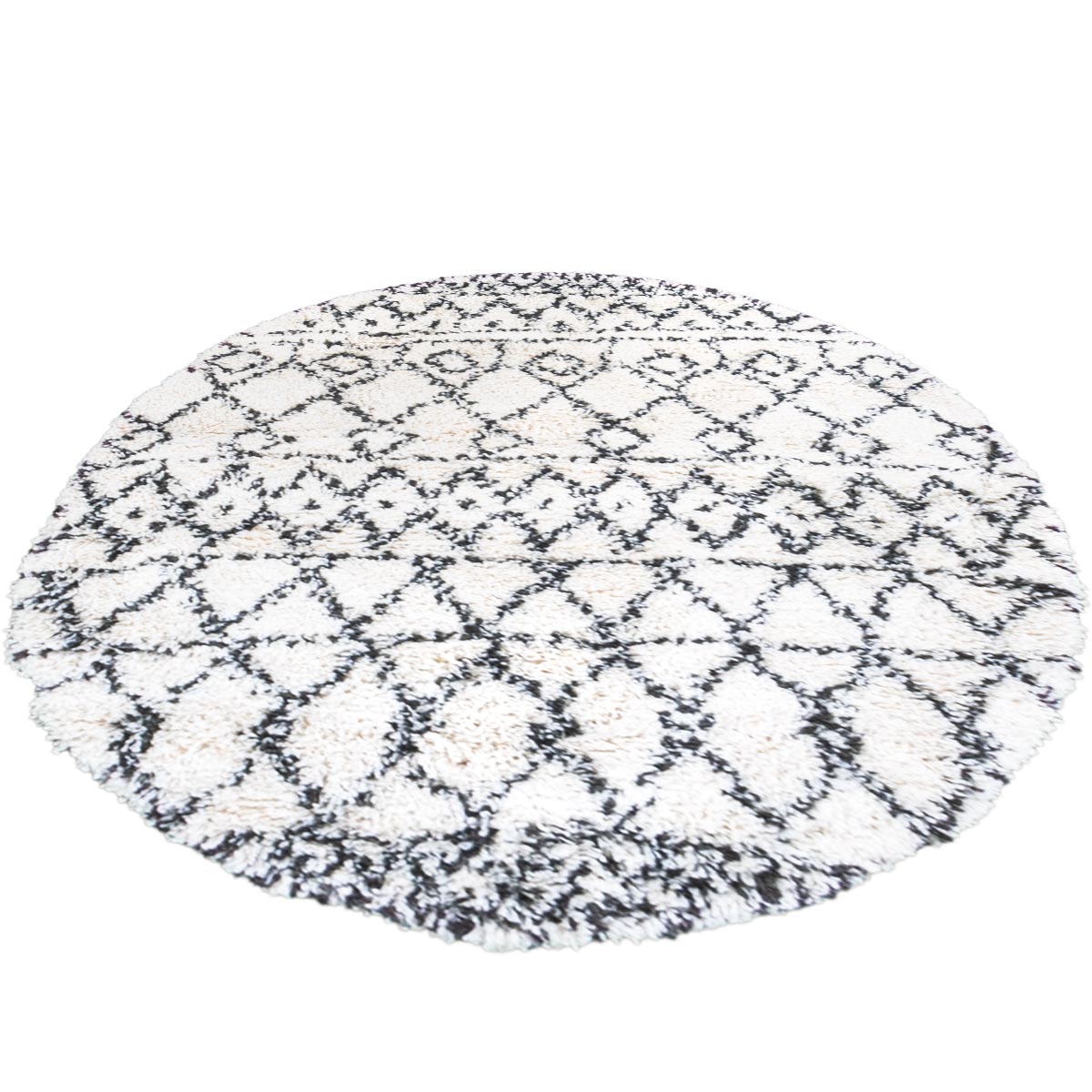 שטיח קזבלנקה 01 לבן/שחור עגול | השטיח האדום