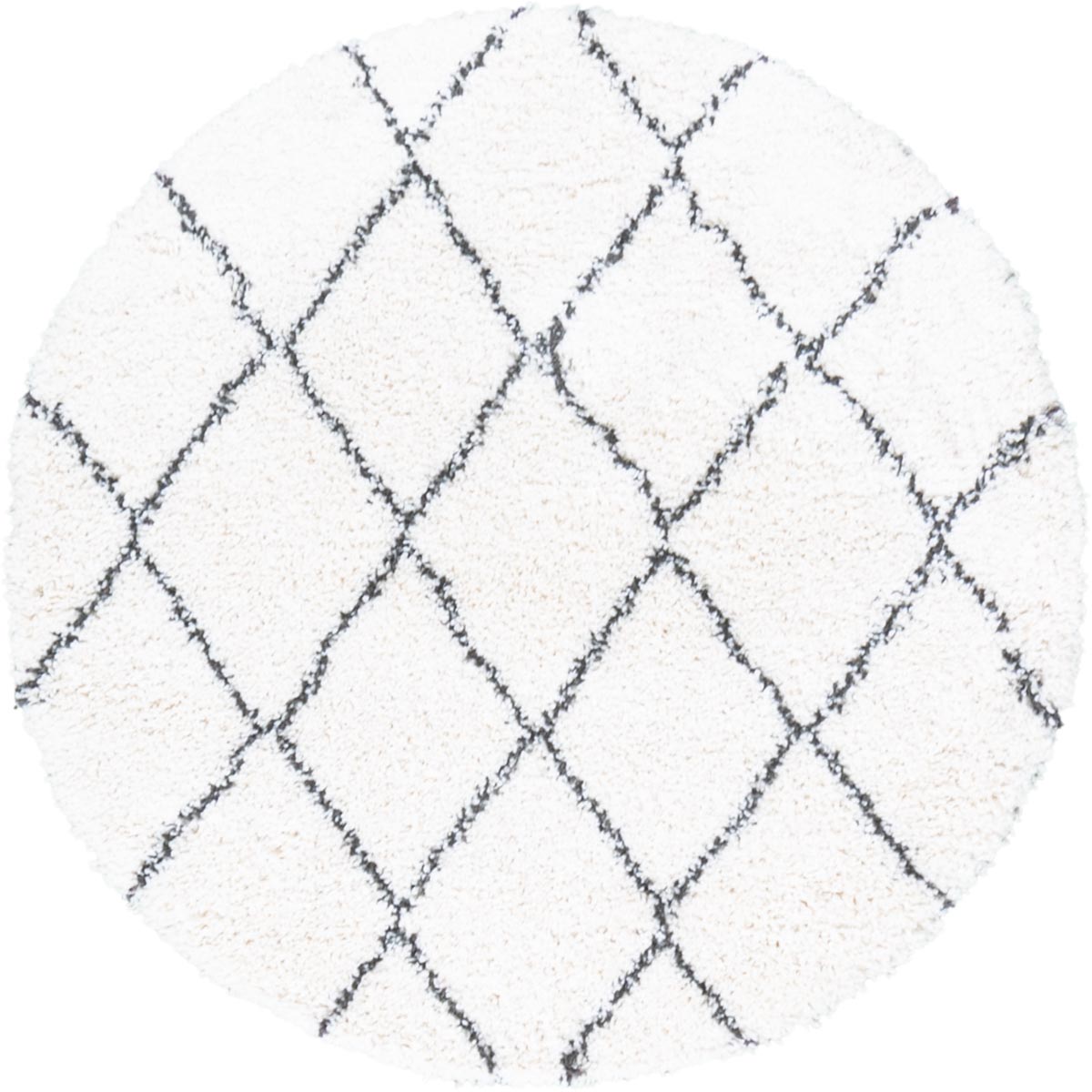 שטיח קזבלנקה 03 לבן/שחור עגול | השטיח האדום