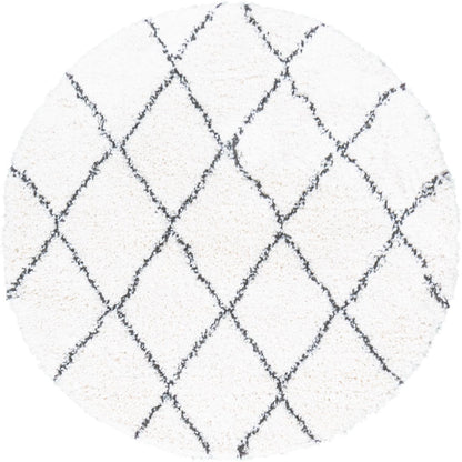 שטיח קזבלנקה 03 לבן/שחור עגול | השטיח האדום