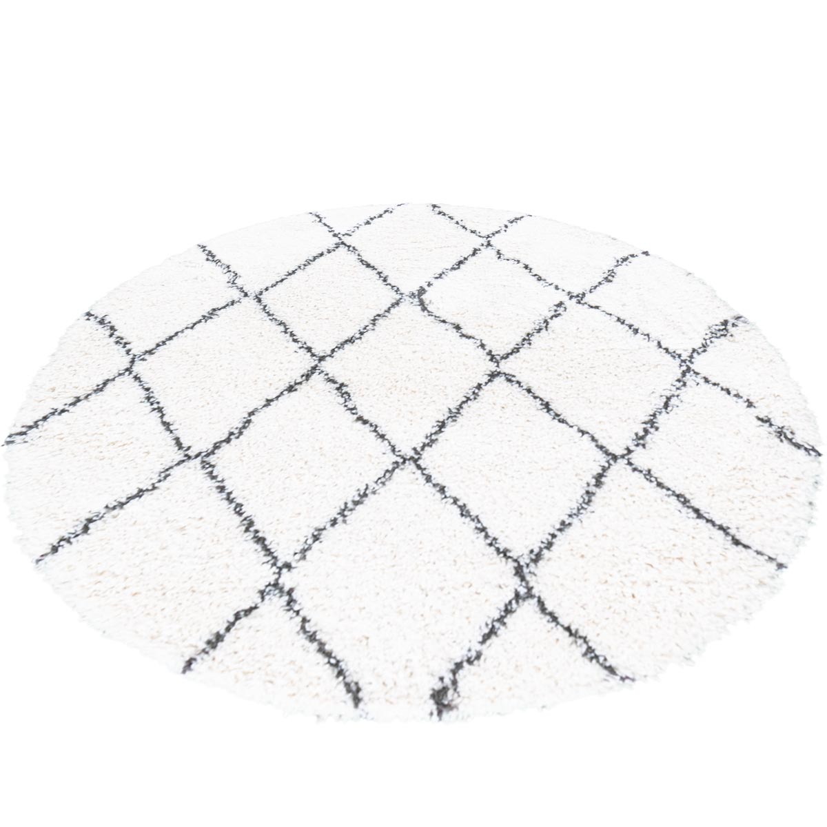שטיח קזבלנקה 03 לבן/שחור עגול | השטיח האדום