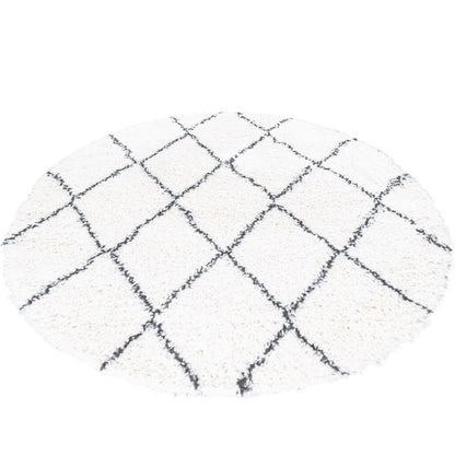 שטיח קזבלנקה 03 לבן/שחור עגול | השטיח האדום