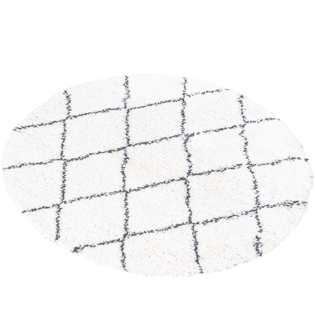 שטיח קזבלנקה 03 לבן/שחור עגול | השטיח האדום