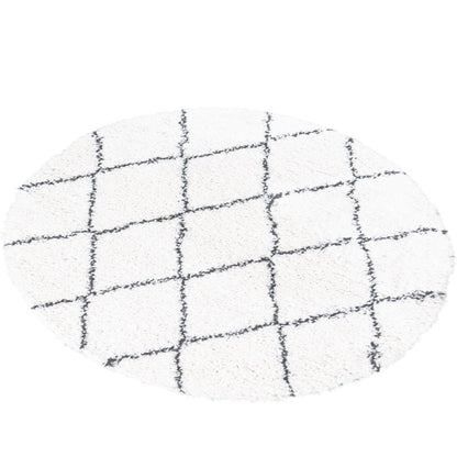 שטיח קזבלנקה 03 לבן/שחור עגול | השטיח האדום