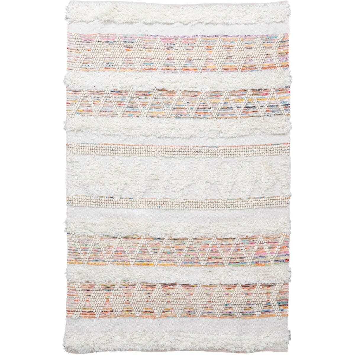 שטיח גפן כותנה 07 לבן/קרם/צבעוני | השטיח האדום שטיחים עבודת יד -