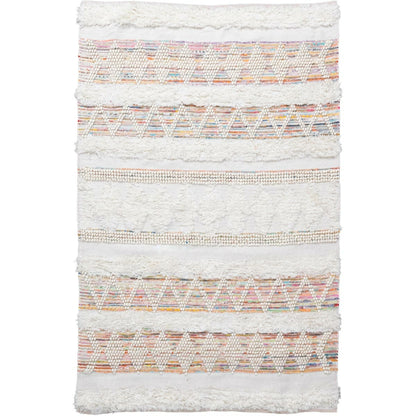 שטיח גפן כותנה 07 לבן/קרם/צבעוני | השטיח האדום שטיחים עבודת יד -