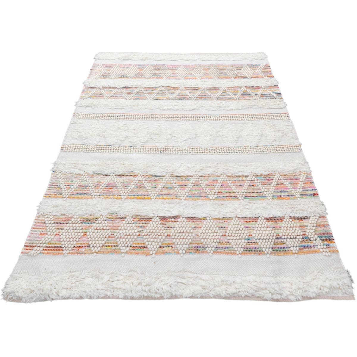 שטיח גפן כותנה 07 לבן/קרם/צבעוני | השטיח האדום