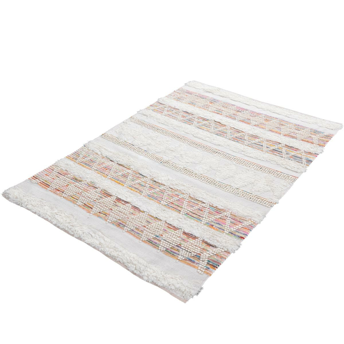 שטיח גפן כותנה 07 לבן/קרם/צבעוני | השטיח האדום