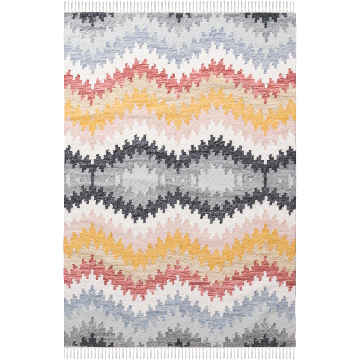 שטיח קילים סקנדינבי 17 צבעוני עם פרנזים | השטיח האדום