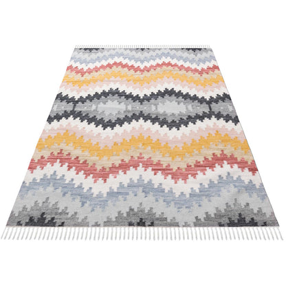 שטיח קילים סקנדינבי 17 צבעוני עם פרנזים | השטיח האדום