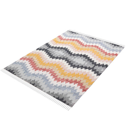 שטיח קילים סקנדינבי 17 צבעוני עם פרנזים | השטיח האדום