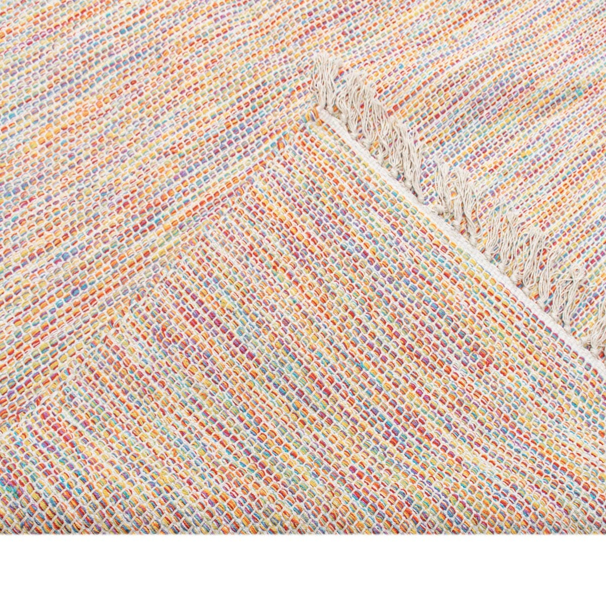 שטיח גפן כותנה 01 צבעוני עם פרנזים | השטיח האדום