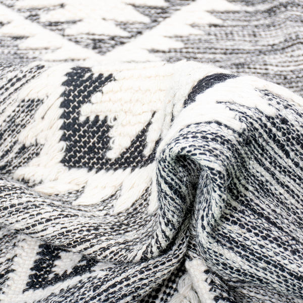 שטיח קילים סקנדינבי 06 אפור עם פרנזים KILIM - hover