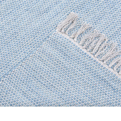 שטיח גפן כותנה 01 כחול ראנר עם פרנזים | השטיח האדום