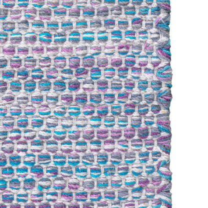 שטיח גפן כותנה 01 לבן/סגול/כחול ראנר עם פרנזים | השטיח האדום