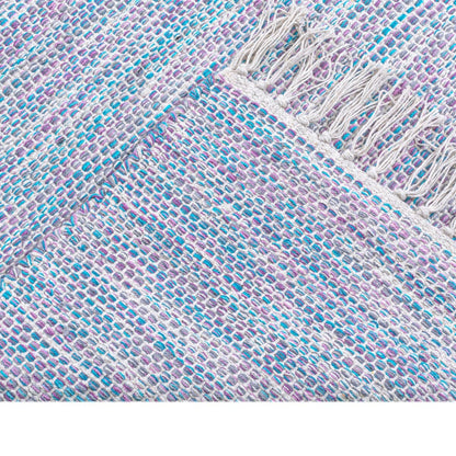 שטיח גפן כותנה 01 לבן/סגול/כחול ראנר עם פרנזים | השטיח האדום