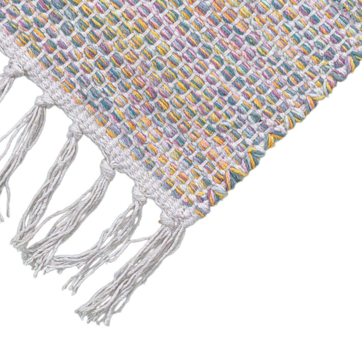 שטיח גפן כותנה 01 צבעוני טבעי ראנר עם פרנזים | השטיח האדום