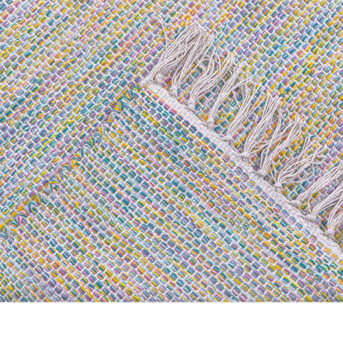 שטיח גפן כותנה 01 צבעוני טבעי ראנר עם פרנזים | השטיח האדום