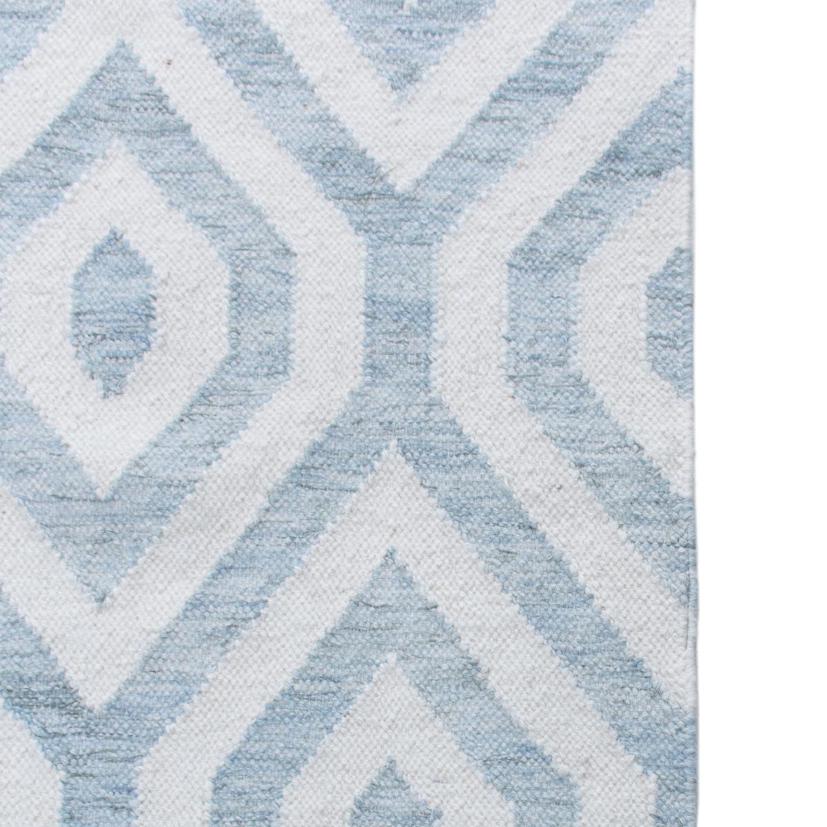 שטיח קילים הדס 02 תכלת/לבן עם פרנזים | השטיח האדום